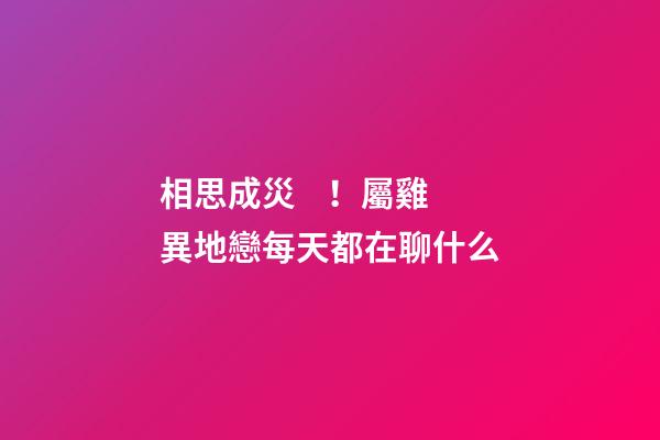 相思成災！屬雞異地戀每天都在聊什么